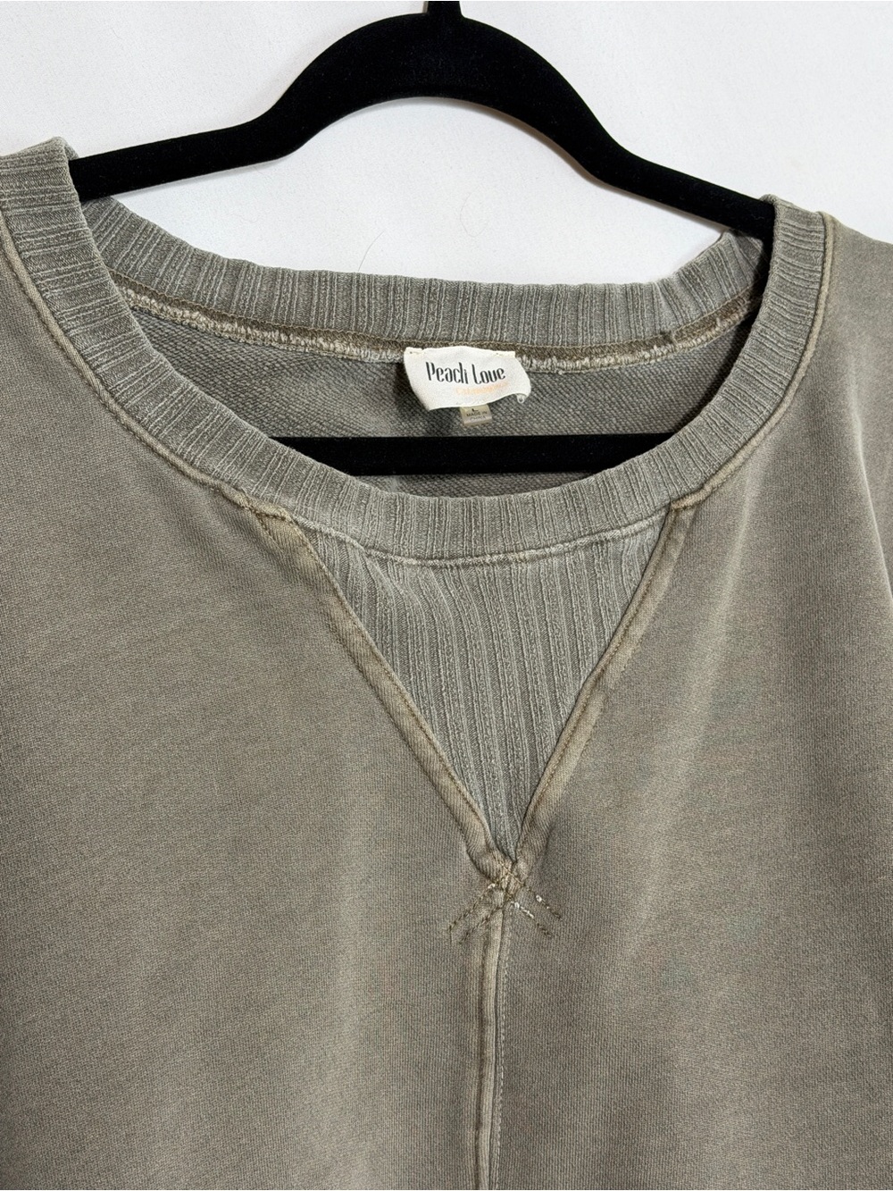 Peach Love California Washed Olive Cropped Sweatshirt - Picture 4 of 8